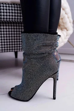 New Boto Botki Na Szpilce Z Cyrkoniami Lu Boo Czarne