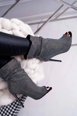 New Boto Botki Na Szpilce Z Cyrkoniami Lu Boo Czarne