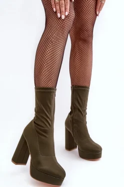 Online Boto Botki Na Wysokim Słupku Z Suwakiem Zielone Peculia