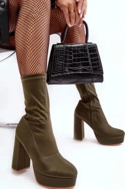 Online Boto Botki Na Wysokim Słupku Z Suwakiem Zielone Peculia