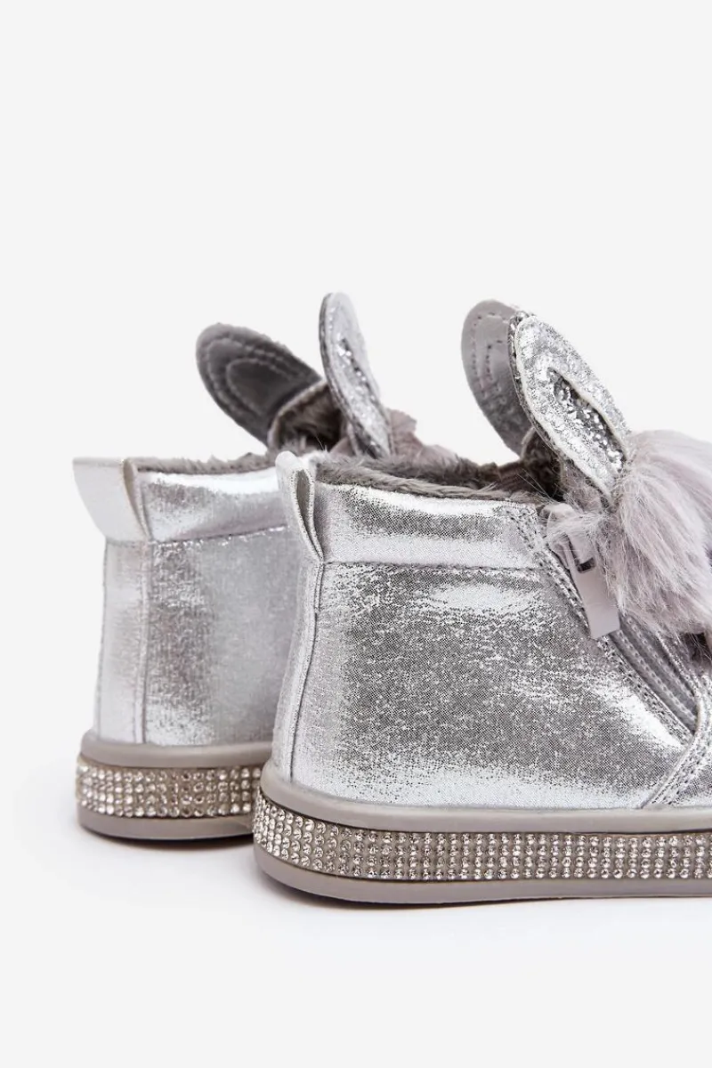 Hot Botki Śniegowce Dziecięce Na Zamek Srebrne Mothia Dzieci Dziewczęce|Dziewczęce