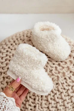 Dziewczęce|Chłopięce>Boto Botki Śniegowce Dziecięce Z Futerkiem Typu Baranek Jasnobeżowe Mevael