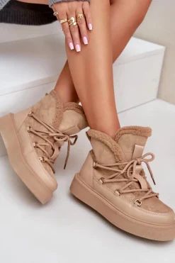 Online Botki Śniegowce Na Platformie Ciemnobeżowe Tamidra Damskie Śniegowce Damskie|Brązowe I Beżowe Botki