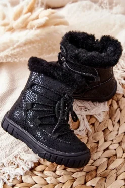 Dziewczęce|Dziewczęce></noscript>Evento Botki Śniegowce Ocieplane Z Futerkiem Czarne Stars