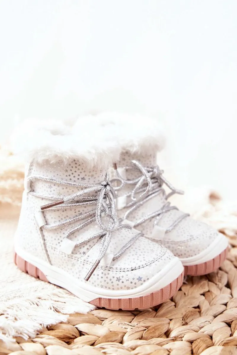 Online Evento Botki Śniegowce Ocieplane Z Futerkiem Białe Stars