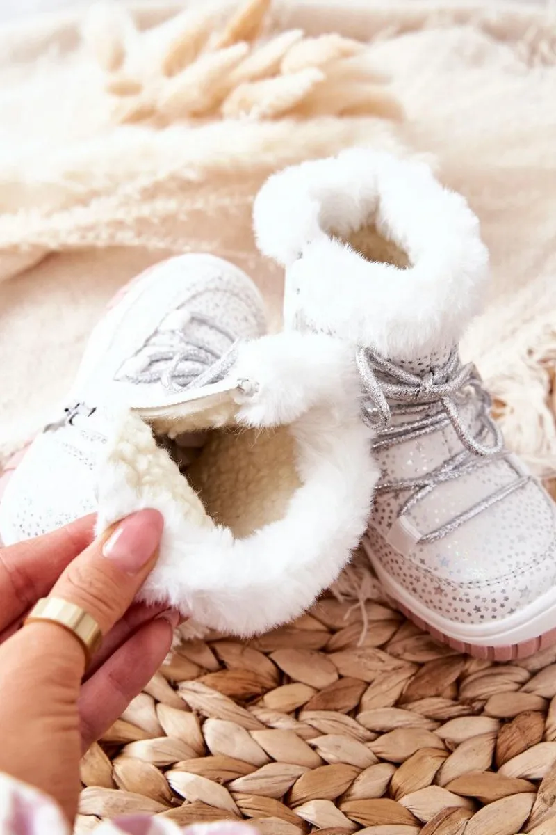 Online Evento Botki Śniegowce Ocieplane Z Futerkiem Białe Stars