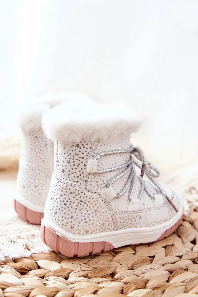 Online Evento Botki Śniegowce Ocieplane Z Futerkiem Białe Stars