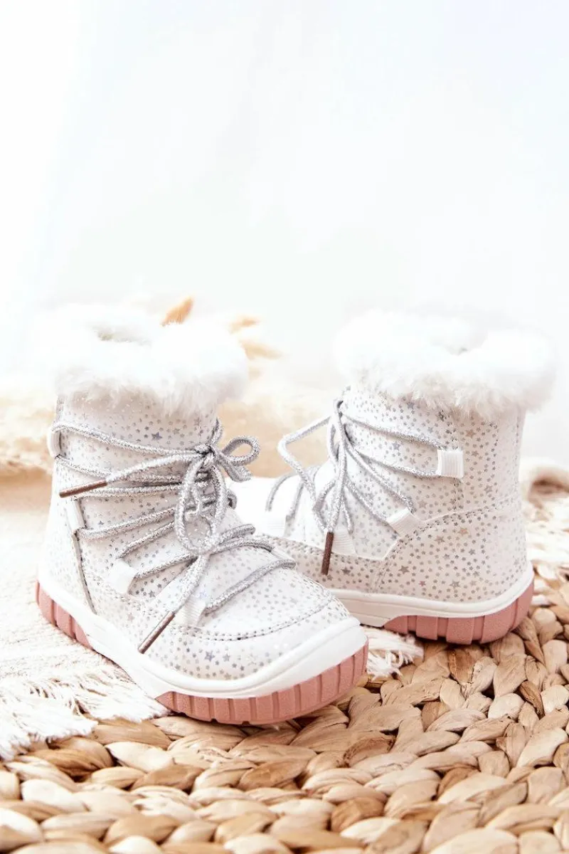 Online Evento Botki Śniegowce Ocieplane Z Futerkiem Białe Stars
