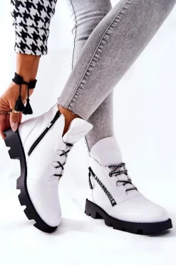 Hot Buty Sergio Leone Botki Ocieplane Futerkiem Sergio Leone Białe TR740