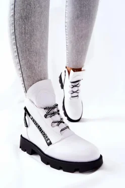 Hot Buty Sergio Leone Botki Ocieplane Futerkiem Sergio Leone Białe TR740