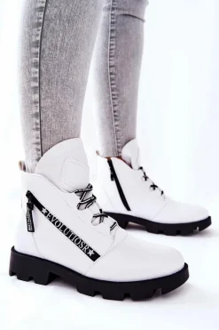 Hot Buty Sergio Leone Botki Ocieplane Futerkiem Sergio Leone Białe TR740