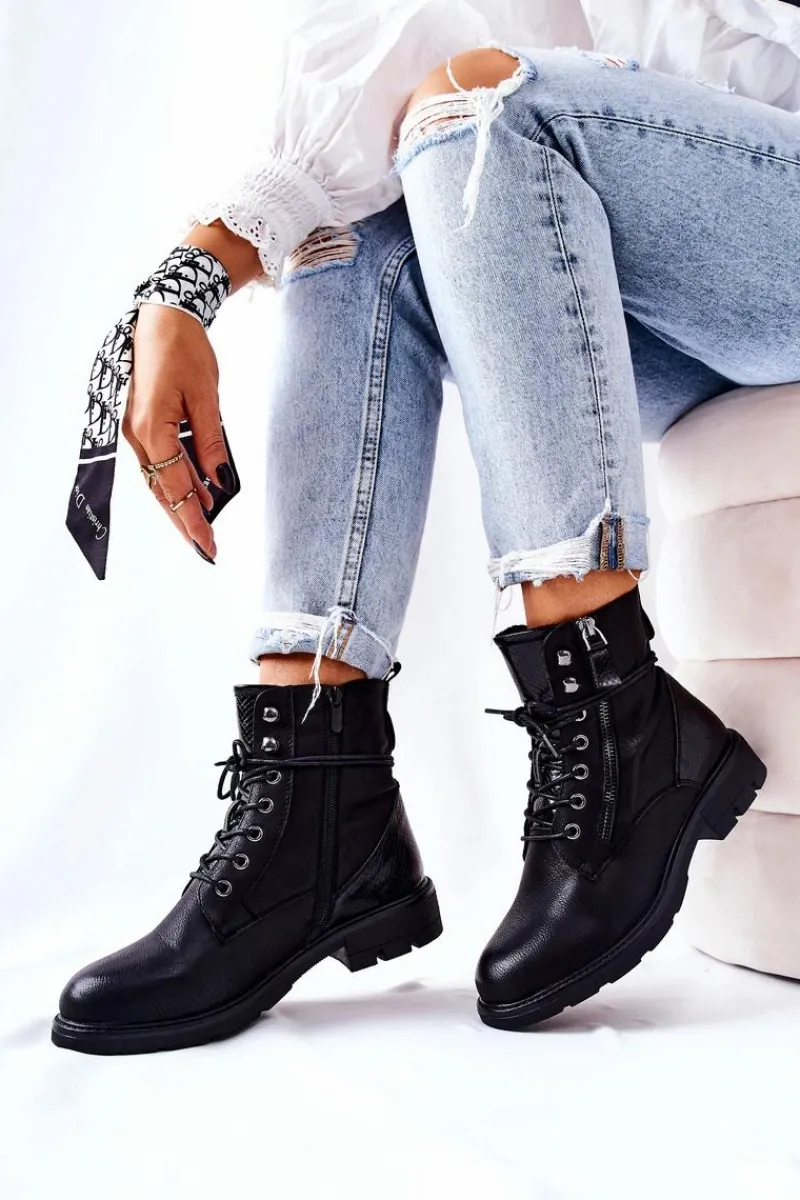 Czarne Botki|Botki Zimowe Damskie>Evento Botki Ocieplane Z Suwakiem Czarne Mirthbrow