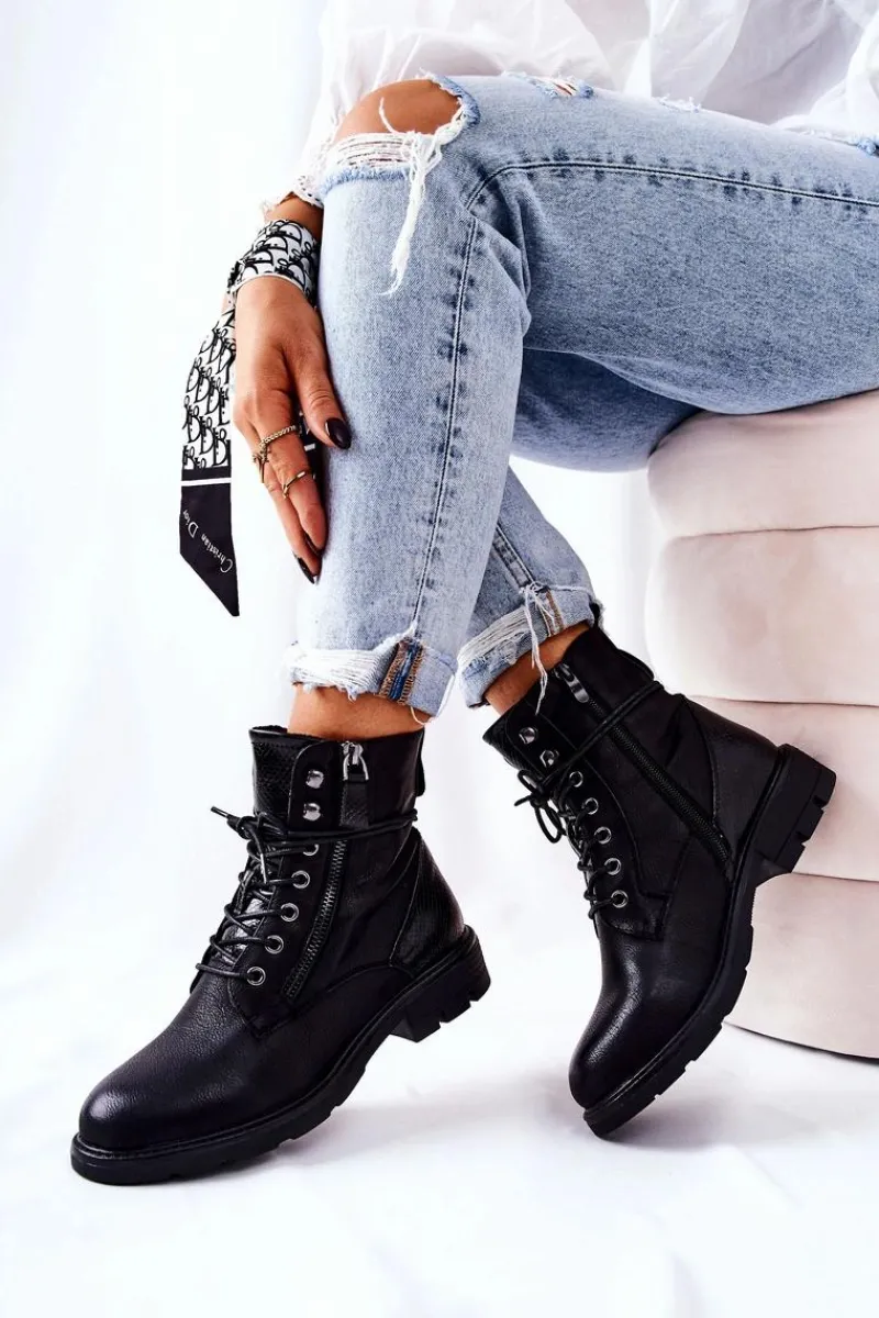 Czarne Botki|Botki Zimowe Damskie>Evento Botki Ocieplane Z Suwakiem Czarne Mirthbrow