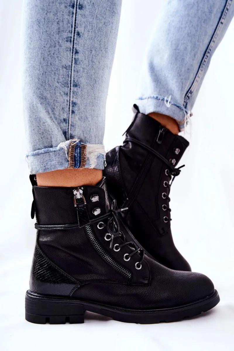 Czarne Botki|Botki Zimowe Damskie>Evento Botki Ocieplane Z Suwakiem Czarne Mirthbrow