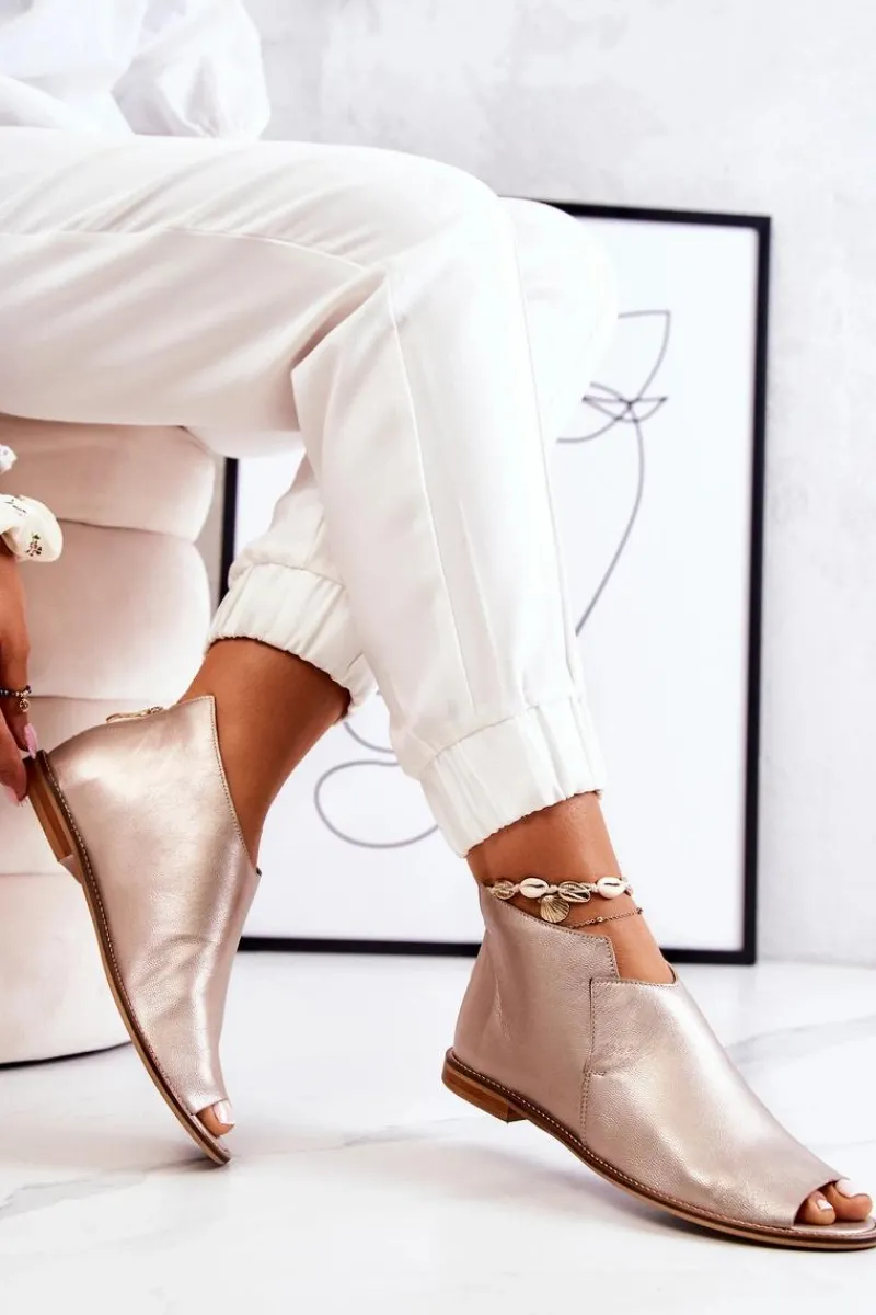 Hot Botki Skórzane Na Obcasie Złote 2324 Damskie Botki Wiosenne|Czarne Botki