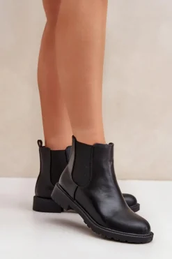 Outlet Botki Sztyblety Damskie Na Płaskim Obcasie Czarne Selanna Damskie Botki Ocieplane|Brązowe I Beżowe Botki