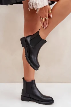 Outlet Botki Sztyblety Damskie Na Płaskim Obcasie Czarne Selanna Damskie Botki Ocieplane|Brązowe I Beżowe Botki