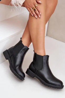 Outlet Botki Sztyblety Damskie Na Płaskim Obcasie Czarne Selanna Damskie Botki Ocieplane|Brązowe I Beżowe Botki