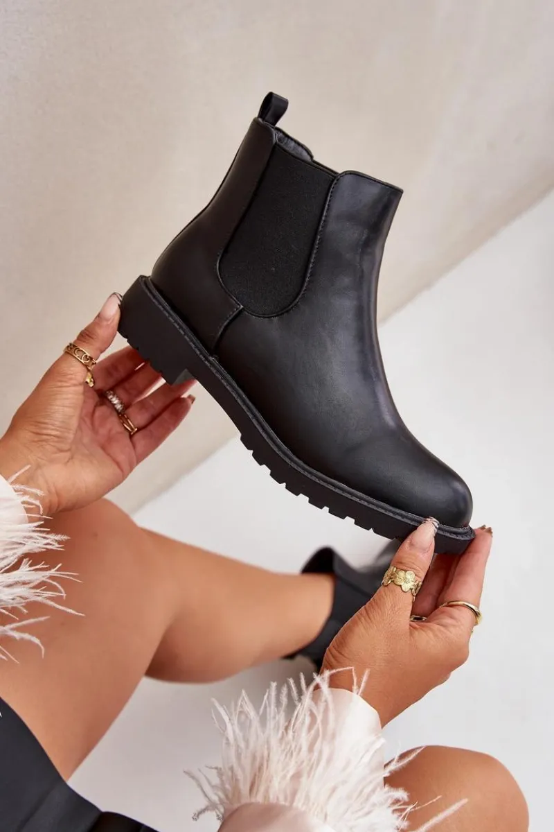 Outlet Botki Sztyblety Damskie Na Płaskim Obcasie Czarne Selanna Damskie Botki Ocieplane|Brązowe I Beżowe Botki