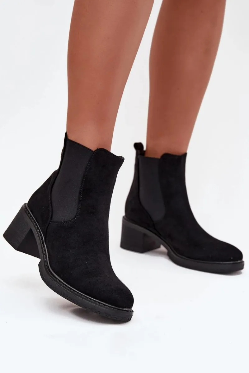 Online Botki Sztyblety Damskie Na Klocku Czarne Luvina Damskie Botki Ocieplane|Czarne Botki