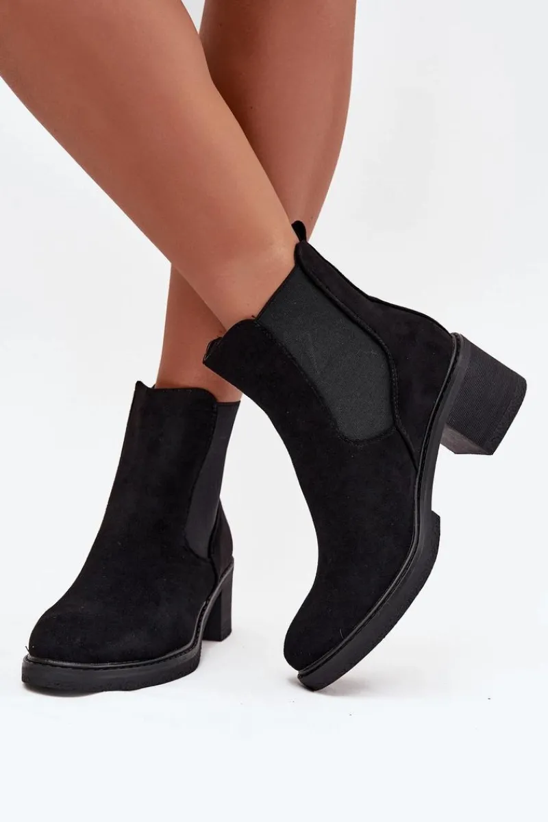 Online Botki Sztyblety Damskie Na Klocku Czarne Luvina Damskie Botki Ocieplane|Czarne Botki