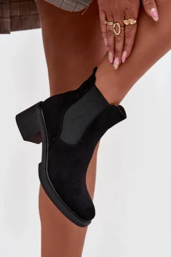 Online Botki Sztyblety Damskie Na Klocku Czarne Luvina Damskie Botki Ocieplane|Czarne Botki