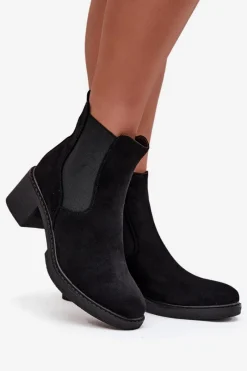 Online Botki Sztyblety Damskie Na Klocku Czarne Luvina Damskie Botki Ocieplane|Czarne Botki