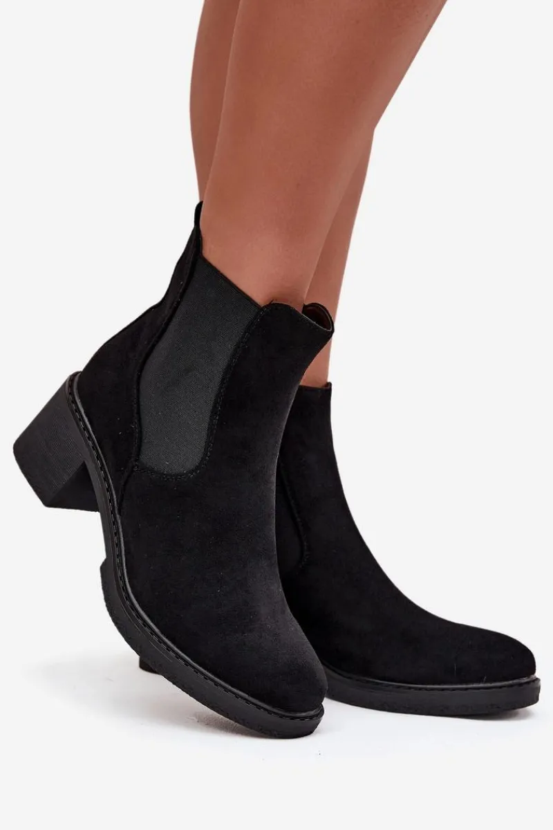 Online Botki Sztyblety Damskie Na Klocku Czarne Luvina Damskie Botki Ocieplane|Czarne Botki