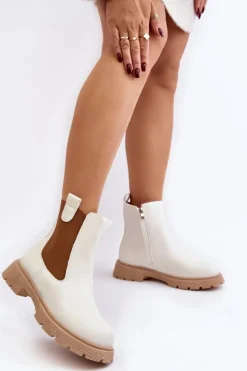 Hot Boto Botki Sztyblety Damskie Na Zamek Białe Ramhel Biały