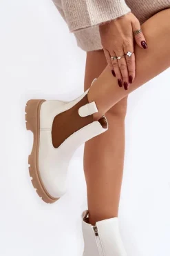 Hot Boto Botki Sztyblety Damskie Na Zamek Białe Ramhel Biały