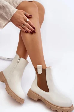 Hot Boto Botki Sztyblety Damskie Na Zamek Białe Ramhel Biały