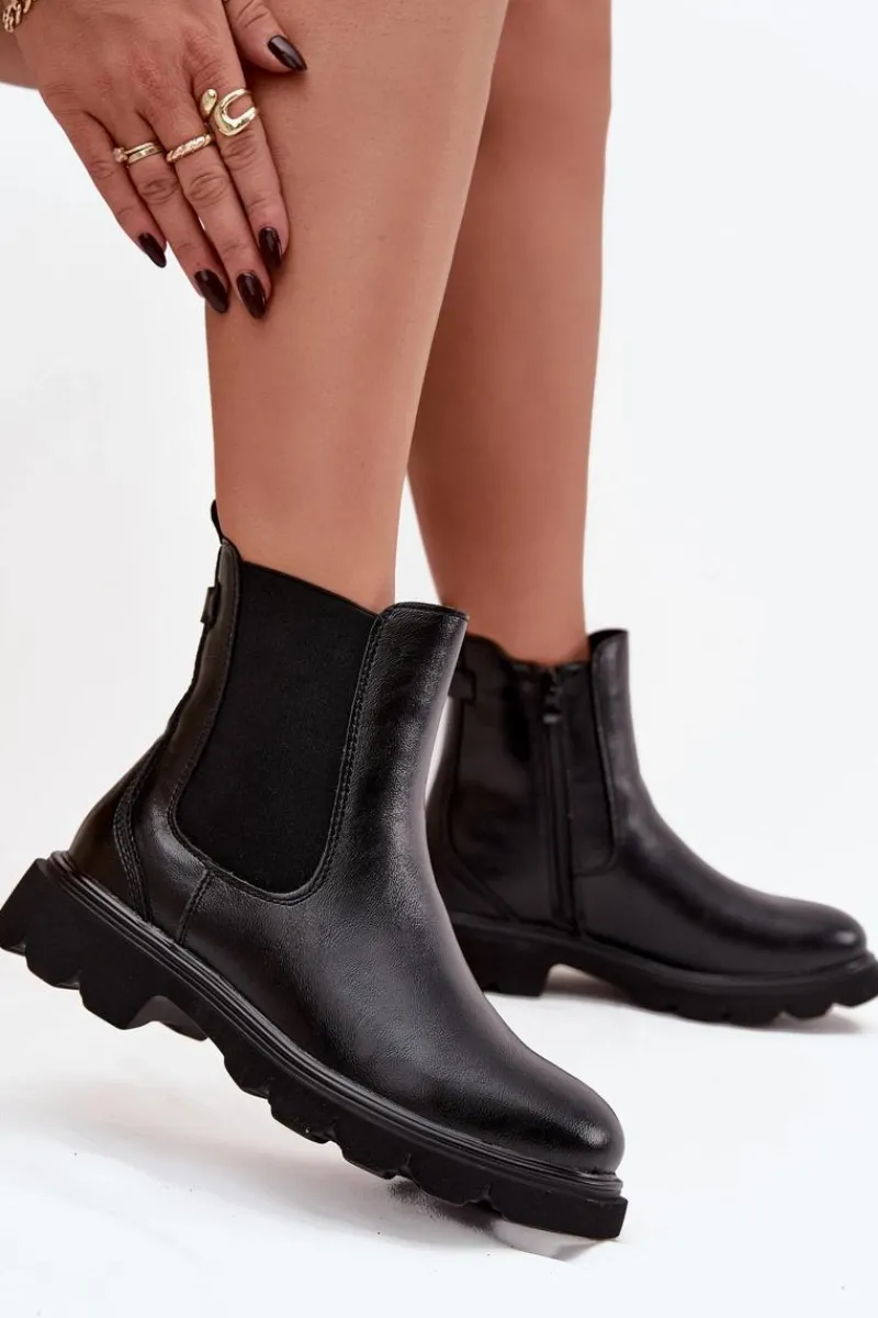 Online Boto Botki Sztyblety Damskie Ocieplane Na Zamek Czarne Rivelia Czarny