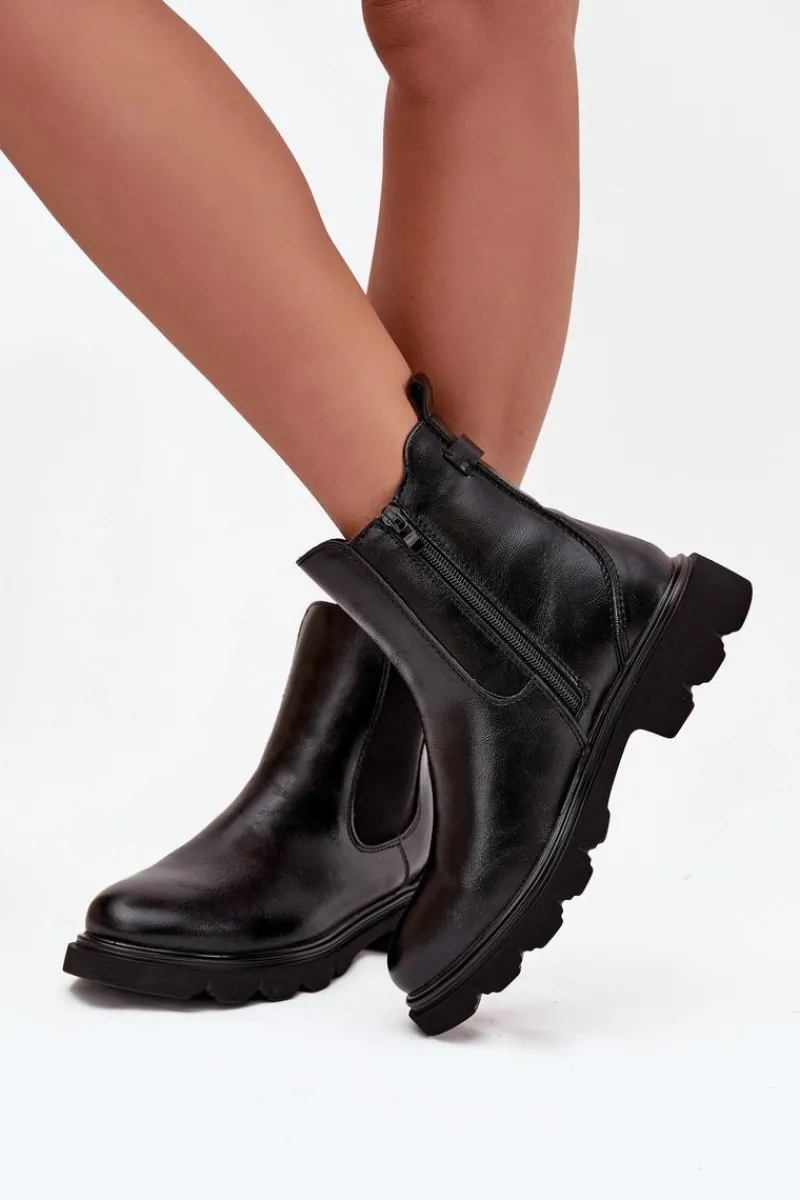 Online Boto Botki Sztyblety Damskie Ocieplane Na Zamek Czarne Rivelia Czarny