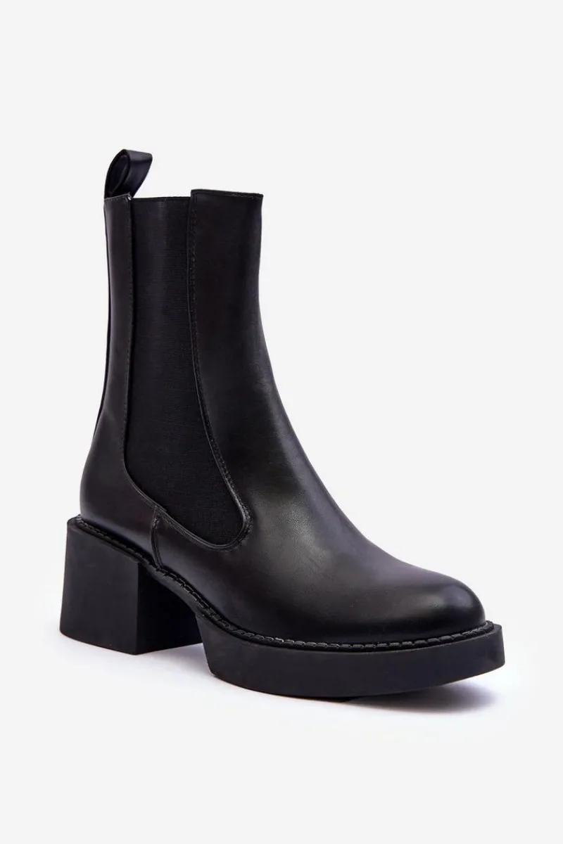 Discount Botki Sztyblety Na Masywnym Obcasie Czarne Ironna Damskie Czarne Botki|Brązowe I Beżowe Botki