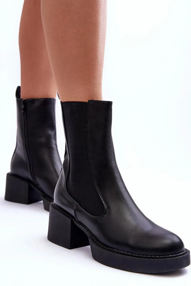 Discount Botki Sztyblety Na Masywnym Obcasie Czarne Ironna Damskie Czarne Botki|Brązowe I Beżowe Botki