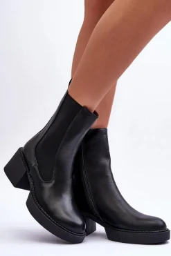 Discount Botki Sztyblety Na Masywnym Obcasie Czarne Ironna Damskie Czarne Botki|Brązowe I Beżowe Botki