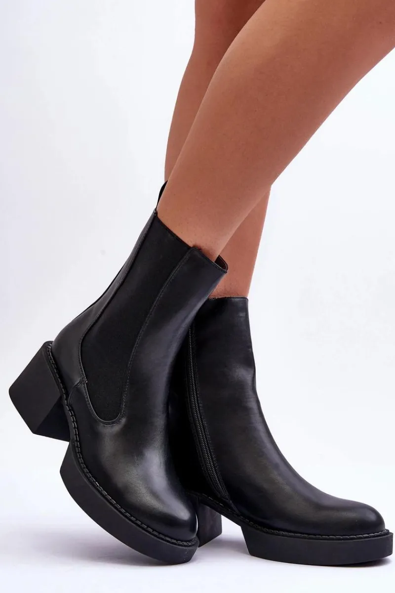 Discount Botki Sztyblety Na Masywnym Obcasie Czarne Ironna Damskie Czarne Botki|Brązowe I Beżowe Botki