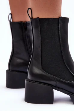 Discount Botki Sztyblety Na Masywnym Obcasie Czarne Ironna Damskie Czarne Botki|Brązowe I Beżowe Botki