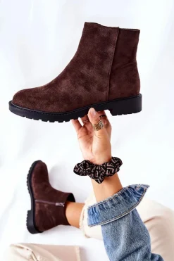 Outlet Botki Sztyblety Na Płaskim Obcasie Brązowe Laurette Damskie Czarne Botki|Botki Zimowe Damskie