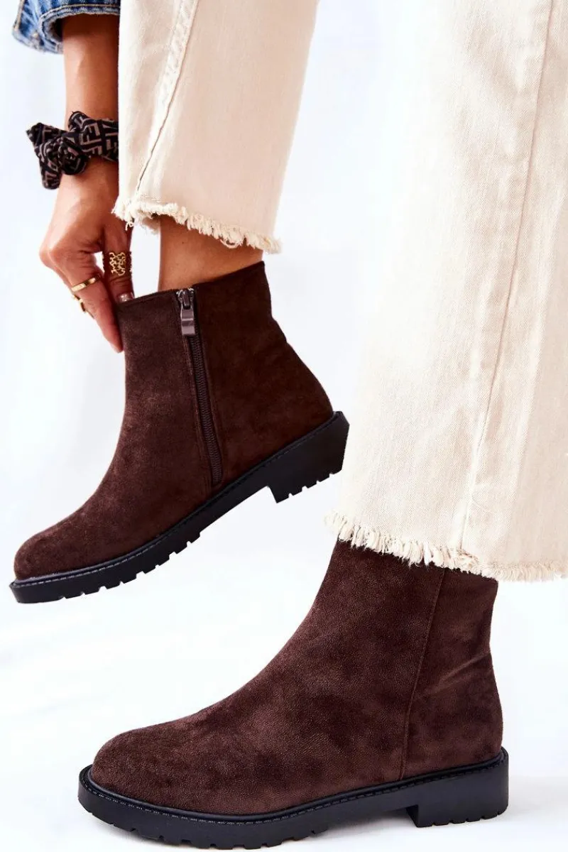 Outlet Botki Sztyblety Na Płaskim Obcasie Brązowe Laurette Damskie Czarne Botki|Botki Zimowe Damskie