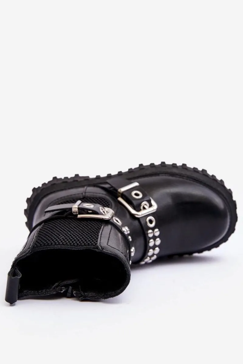 Dziewczęce>Boto Botki Sztyblety Na Suwak Dziewczęce Czarne Adeneia Czarny