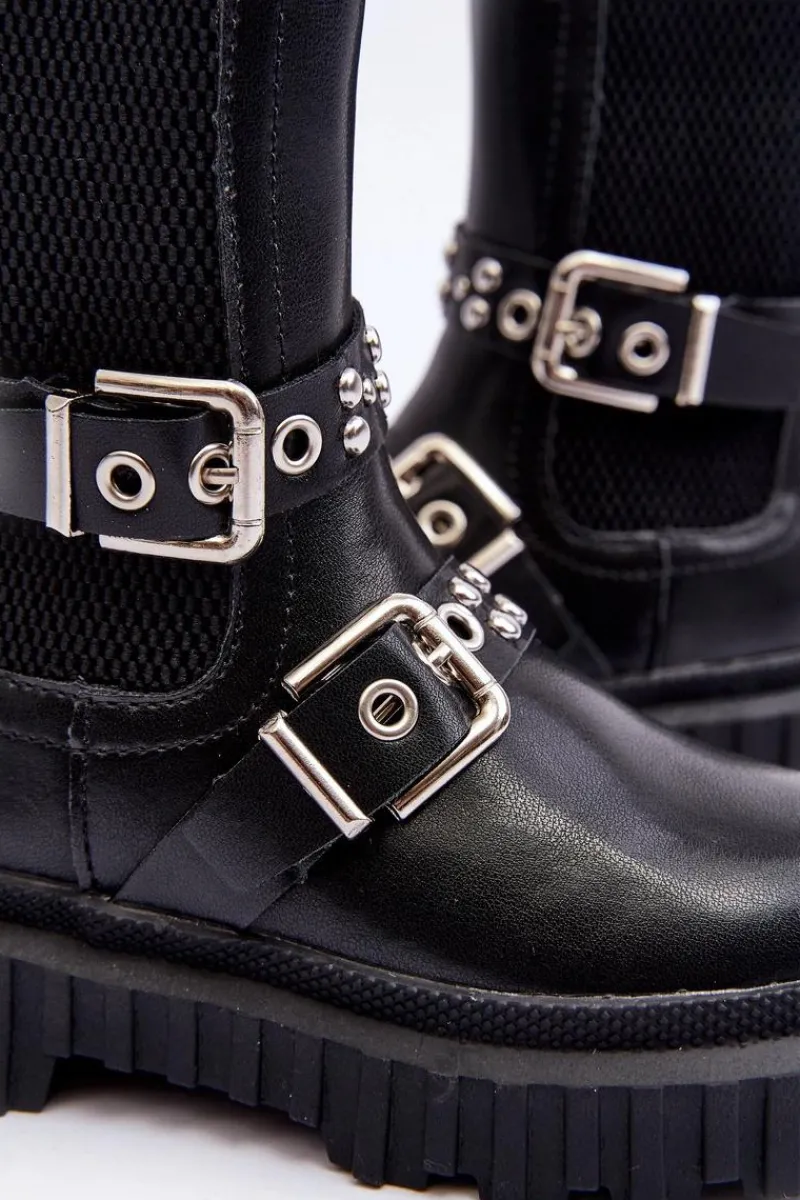 Dziewczęce>Boto Botki Sztyblety Na Suwak Dziewczęce Czarne Adeneia Czarny