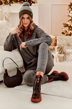 Best Botki Trapery Damskie La.Fi 250045OR-LA Czarne Damskie Damskie Trapery|Botki Sznurowane