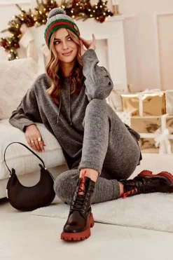 Best Botki Trapery Damskie La.Fi 250045OR-LA Czarne Damskie Damskie Trapery|Botki Sznurowane