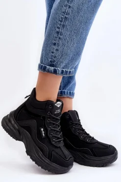 Trekkingowe Damskie|Damskie Trapery>Lee Cooper Botki Trapery Damskie Ocieplane Sznurowane LCJ-23-44-1976L Czarne