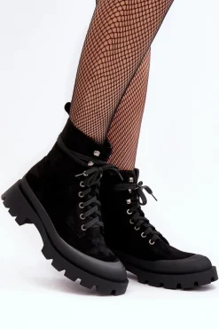 Online Botki Trapery Damskie Sznurowane Czarne Gordts Damskie Botki Ocieplane|Damskie Trapery