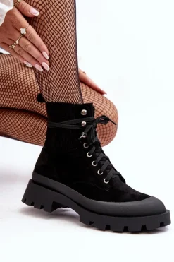 Online Botki Trapery Damskie Sznurowane Czarne Gordts Damskie Botki Ocieplane|Damskie Trapery