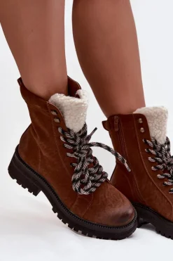 Botki Ocieplane|Damskie Trapery></noscript>Boto Botki Trapery Damskie Z Eko Skóry Camel Bellora Brązowy
