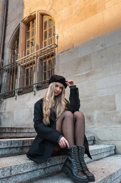 Sale Boto Botki Trapery Damskie Z Eko Skóry Czarne Bellora Czarny