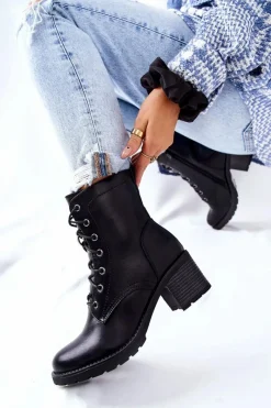 Online Evento Botki Wiązane Na Słupku Ocieplane Czarne Nerynis
